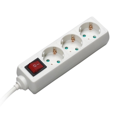 Power Strip x3, Switch, White, 5m