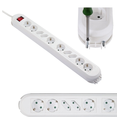 Power Strip x10, Switch, White 1.5m, HAMA 223041
