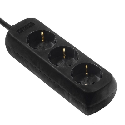 Power Strip x3-, Black, 1.4m