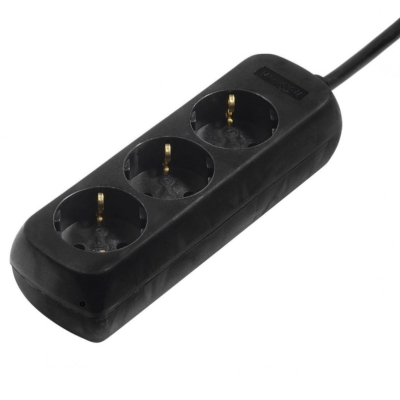 Power Strip x3, Black, 3m