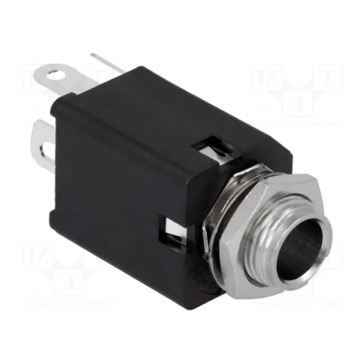 6.3 mm JACK, female MO, panel type, PVC, switched