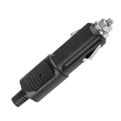 Car Lighter Plug, male, cable type fused 3A, LED-G