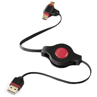 USB 2.0 Retract A-Mini, MicroB HAMA 0.75m