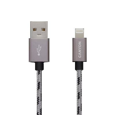 USB Cable A-Lightning iPhone 5, 6, 7 CANYON 1m, CNE-CFI3DG grey