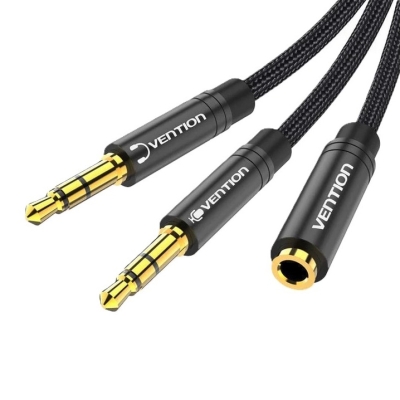 Cable 2x 3.5 mm male 3P, 3.5 mm female 4P (OD:4 mm) Cu, 0.3 m
