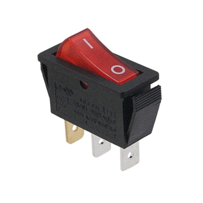 Illuminated Rocker Switch 31x11 mm, 3P ON-OFF, 15A/250VAC, RED