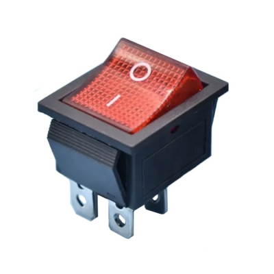 Illuminated Rocker Switch 28x22 mm, 4P, 2x ON-OFF, 16A/250VAC, RED