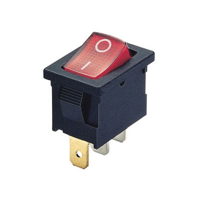 Illuminated Rocker Switch 19x13 mm, 3P ON-OFF, 6A/250VAC, RED