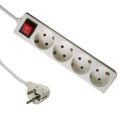 Power Multiple Socket Strip, 4x SCHUKO, 1.5 m, WHITE