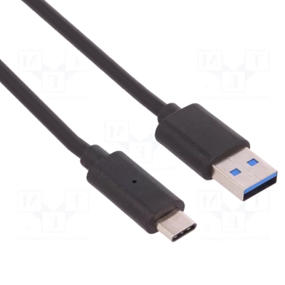 USB Cable 3.0A male, USB 3.1C male, 1. m, BLACK