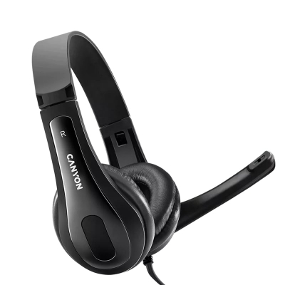 Headset CANYON CNS-CHSU1B, Black, Mic, USB