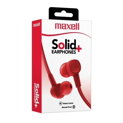 Earphones Maxell Solid+ SIN-8 FUJI Red, MP3+Mic, 348343