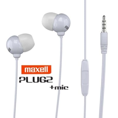Earphones Maxell Earbuds “PLUGZ“, White, MP3, 230501