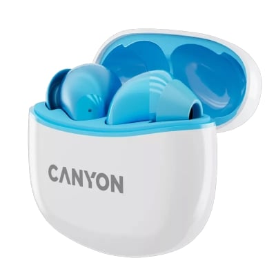 Wireless Headset, Hands-Free, Bluetooth CANYON TWS-5 with Charging Case, Blue