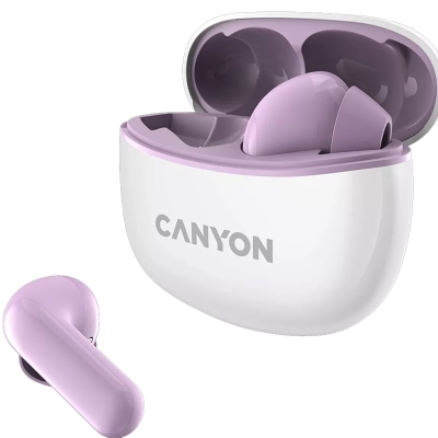 Wireless Headset, Hands-Free, Bluetooth CANYON TWS-5 with Charging Case, Purple