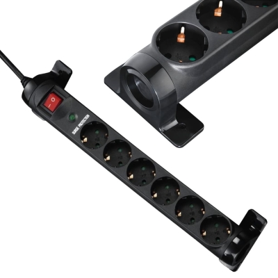 Surge protection Power strip HAMA x6, Switch, Rotating, Black, 1.4m, 137256