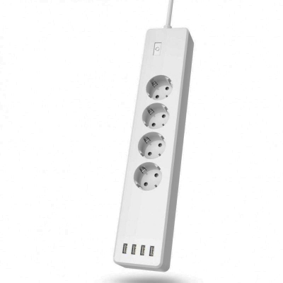 SMART Wi-Fi power strip HAMA x4, 4xUSB, White, 1.8m, 176574