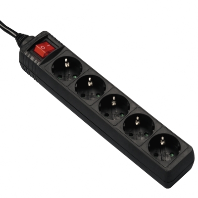HAMA Power Strip x5, Switch, Black, 1.4m, 137267
