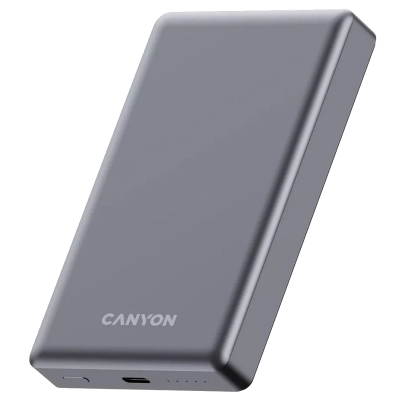 Powerbank CANYON OnPower 510, Magnetic Wireless + Type-C, Dark Grey, 10.000mAh, CNS-CPB510DG