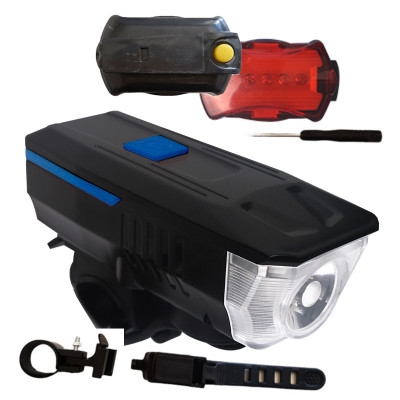 Bike Front Light LY-18 (3xAAA), LED + Rear Light (2xAAA)
