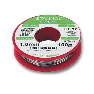 Solder Wire 1.0 mm (100g), Sn60Pb39Cu1, HF32 STANNOL