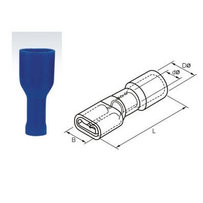 Quick Disconnect, female, 4.8x0.8 mm (FDFD2-187), insulated, BLUE