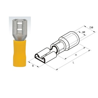 Quick Disconnect, female, 6.3x0.8 mm (FDD5-250), YELLOW