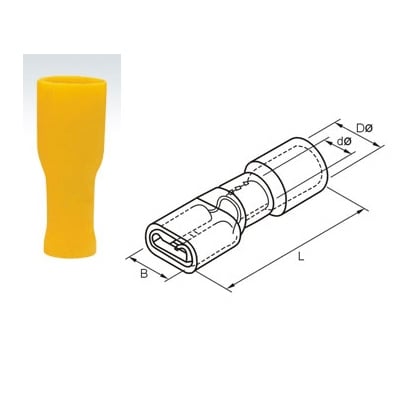 Quick Disconnect, female, 6.3x0.8 mm (FDFD5-250), insulated, YELLOW