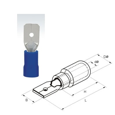 Quick Disconnect, male, 6.3x0.8 mm (MDD2-250), BLUE