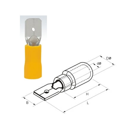Quick Disconnect, male, 6.3x0.8 mm (MDD5-250), YELLOW