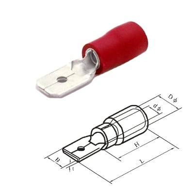 Quick Disconnect, male, 4.8x0.8 mm (MDD1.25-187(8)), RED