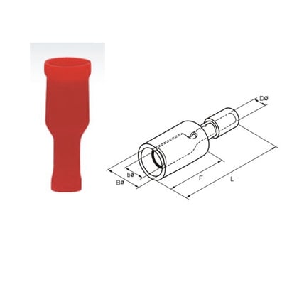 Bullet End Terminal, female (FRD1-156), RED