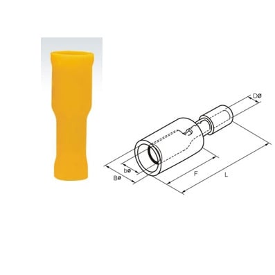 Bullet End Terminal, female (FRD6-195), YELLOW
