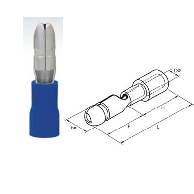Bullet End Terminal, male (MPD2-156), BLUE