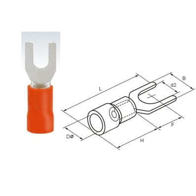 Insulated Spade Terminal, OD:3.5 mm (SVL1-3.5), RED