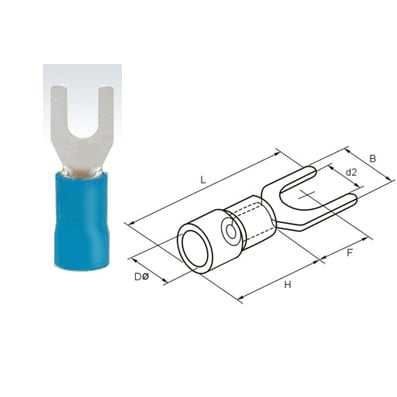 Insulated Spade Terminal, OD:4.0 mm (SVM2-4), BLUE