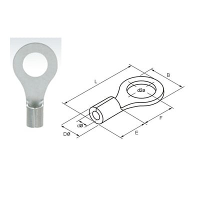Ring End Terminal OD:4.0 mm, 0.5-1.0 mm2, TINNED COPPER