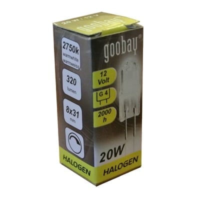 Halogen Bulb G4, 20W/12V, GOOBAY
