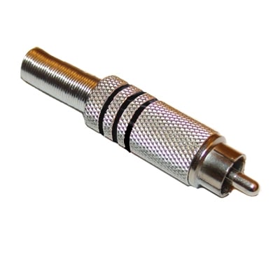 RCA male, cable type, METAL (12x27 mm), BLACK