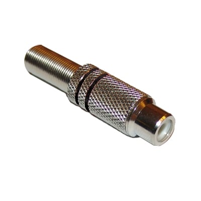 RCA female, cable type, METAL (10.5x19 mm), BLACK