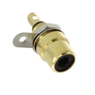 RCA female, panel type, GOLD-METAL, BLACK
