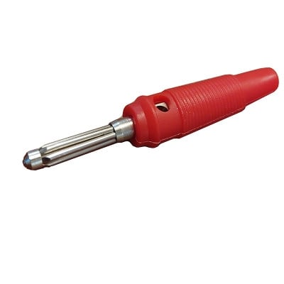 Banana PLUG 4 mm, male, cable type, hole, RED
