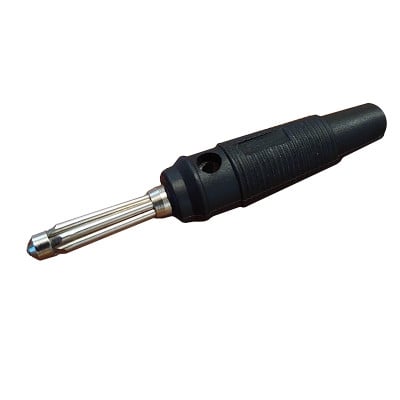 Banana PLUG 4 mm, male, cable type, hole, BLACK