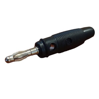 Banana PLUG 4 mm, male, cable type, hole, 10A, BLACK