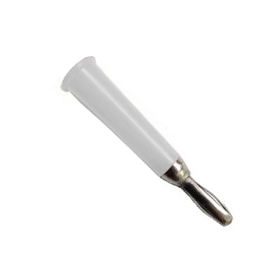Banana PLUG, male, cable type, cone, WHITE