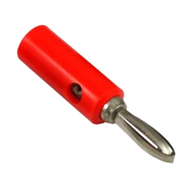 Banana PLUG, male, cable type, hole, RED
