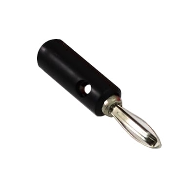 Banana PLUG, male, cable type, hole, BLACK