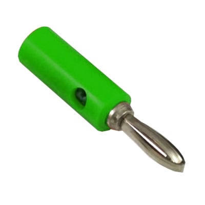Banana PLUG, male, cable type, hole, GREEN