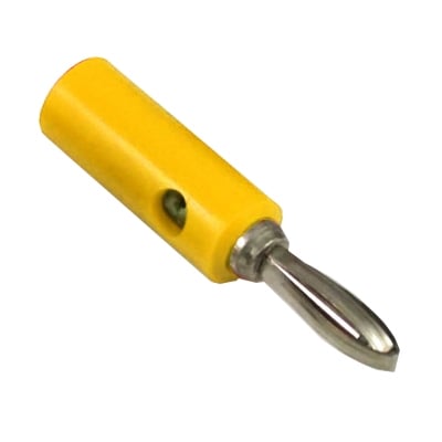 Banana PLUG, male, cable type, hole, YELLOW