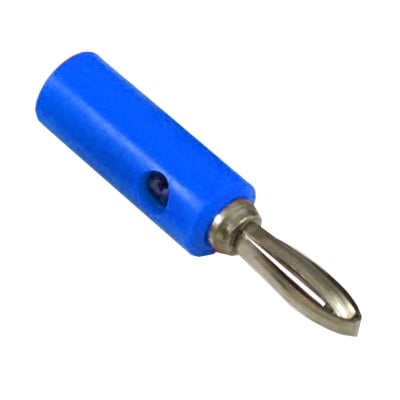 Banana PLUG, male, cable type, hole, BLUE